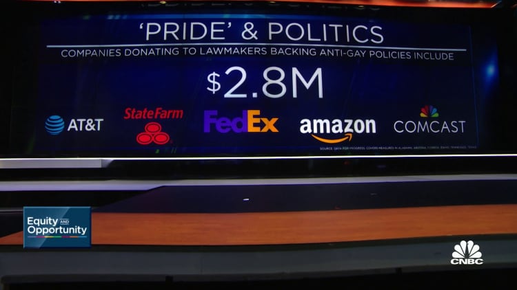 Amazon, AT&T and FedEx among companies that have donated to lawmakers who back anti-gay policies