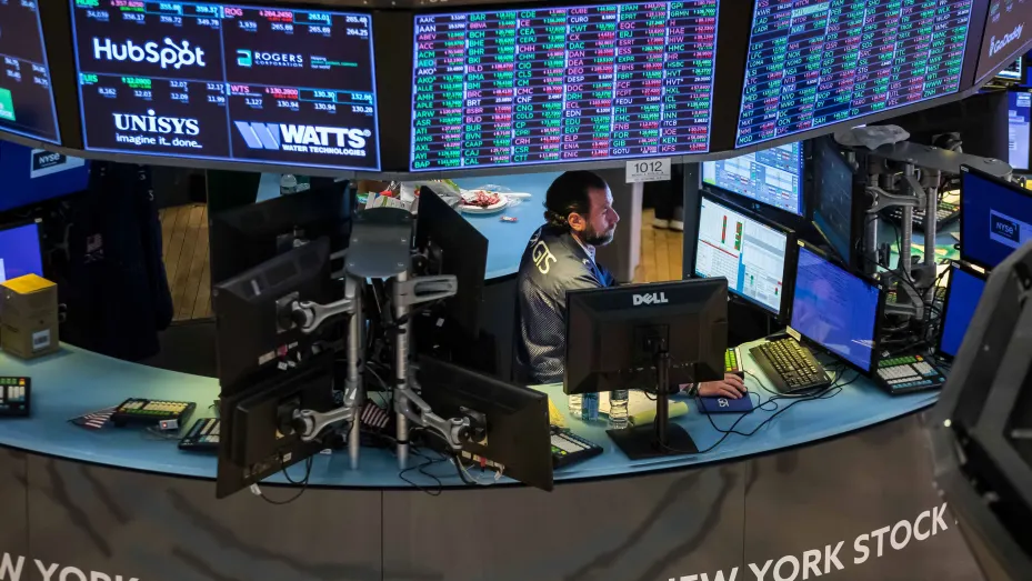 Trader on the floor of the NYSE, June 1, 2022.