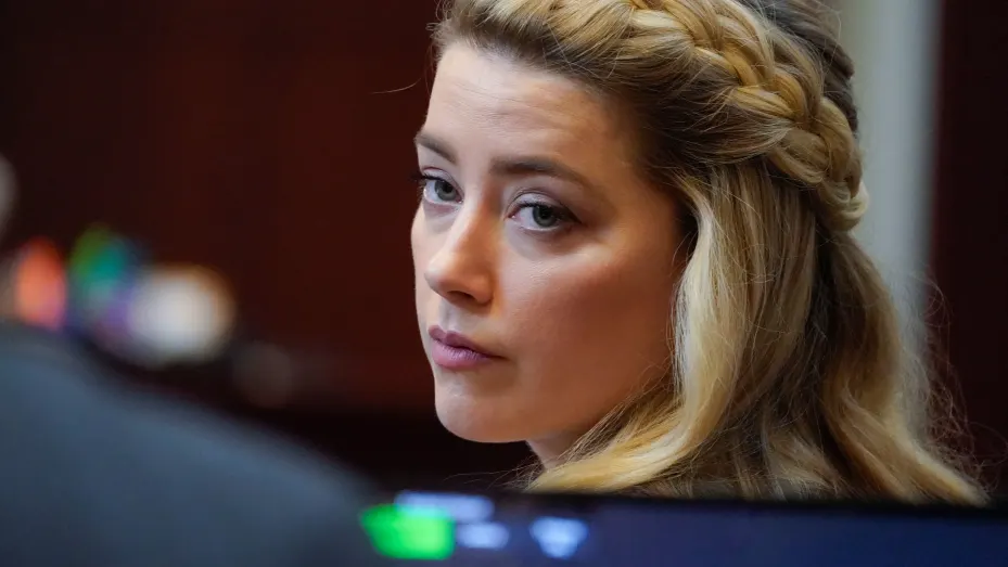 Actor Amber Heard arrives for closing arguments in the Depp v. Heard trial at the Fairfax County Circuit Courthouse in Fairfax, Virginia, on May 27, 2022.