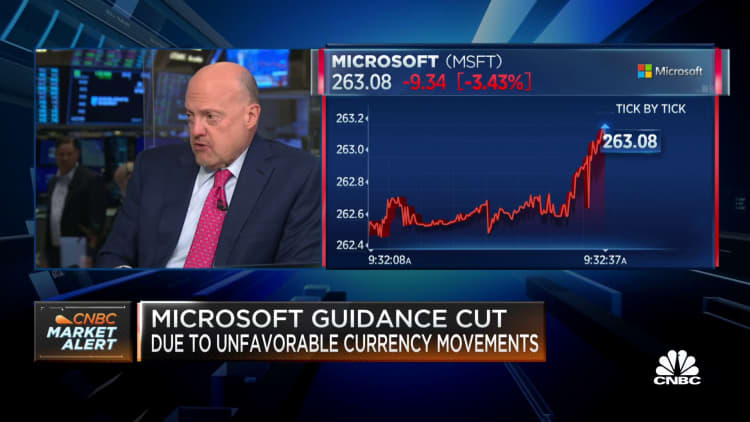 Jim Cramer weighs in on Microsoft's fourth-quarter guidance cut