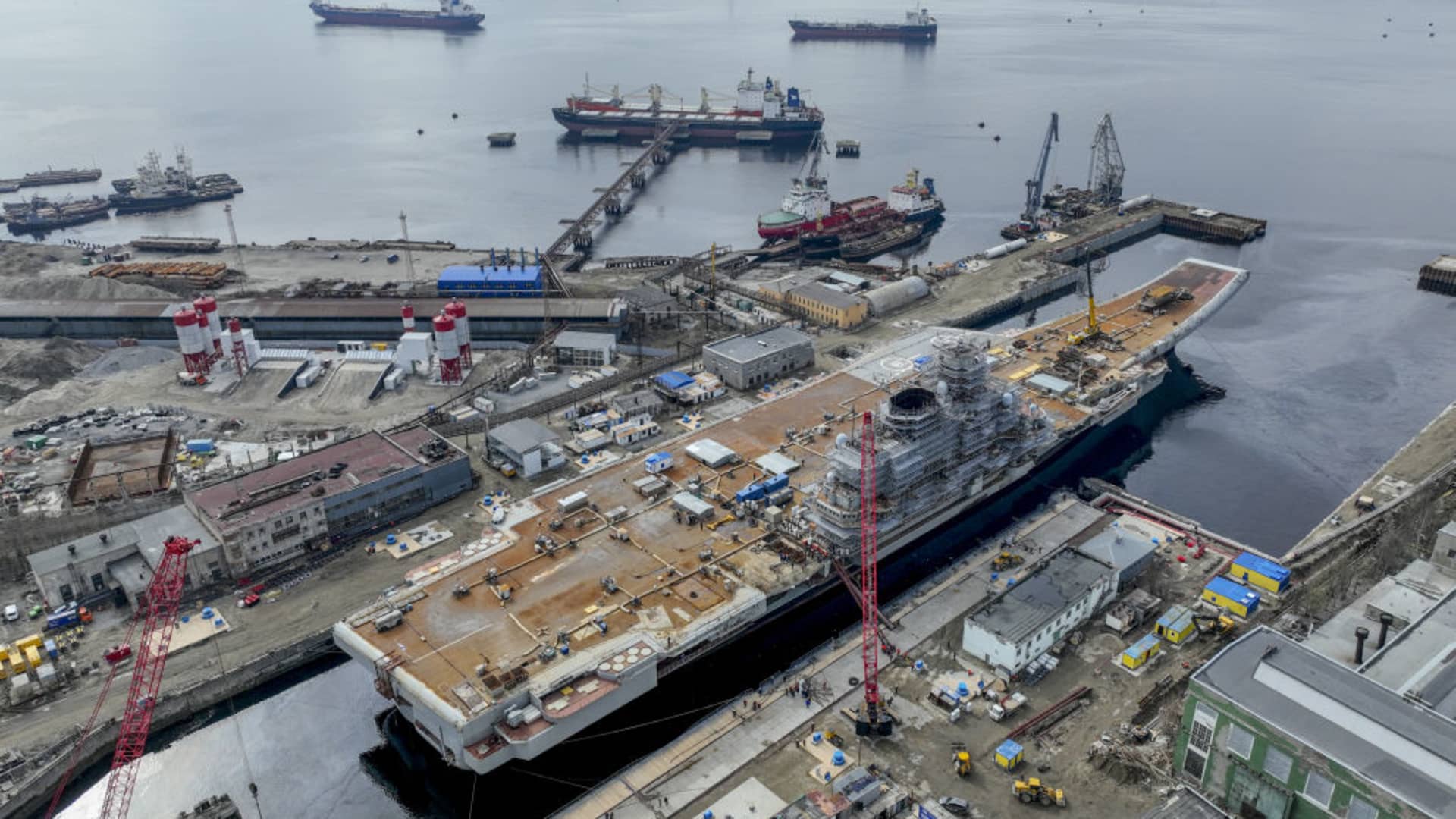 Russian in a shipyard for maintenance and repair works on May 20, 2022. Russia is conducting a week-long series of exercises in the Pacific Ocean involving more than 40 ships and up to 20 aircrafts, Reuters cited Russian news agencies quoting the defense ministry.
