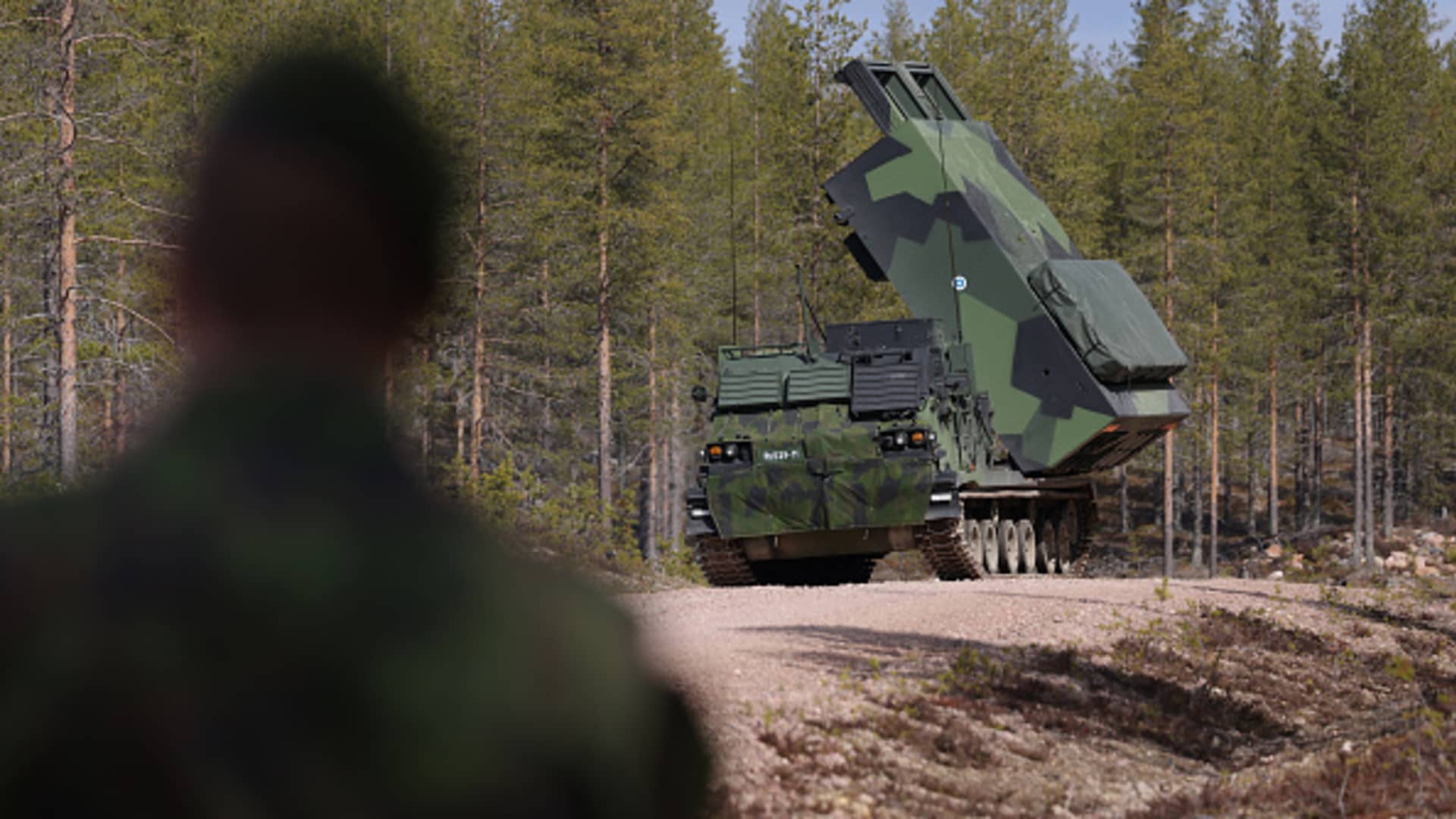 An M270 MLRS heavy rocket launcher on May 23, 2022. Britain is sending Ukraine multiple-launch rocket systems that can strike targets up to 50 miles away — in a coordinated response with the U.S. to Russia's invasion, Reuters reported.