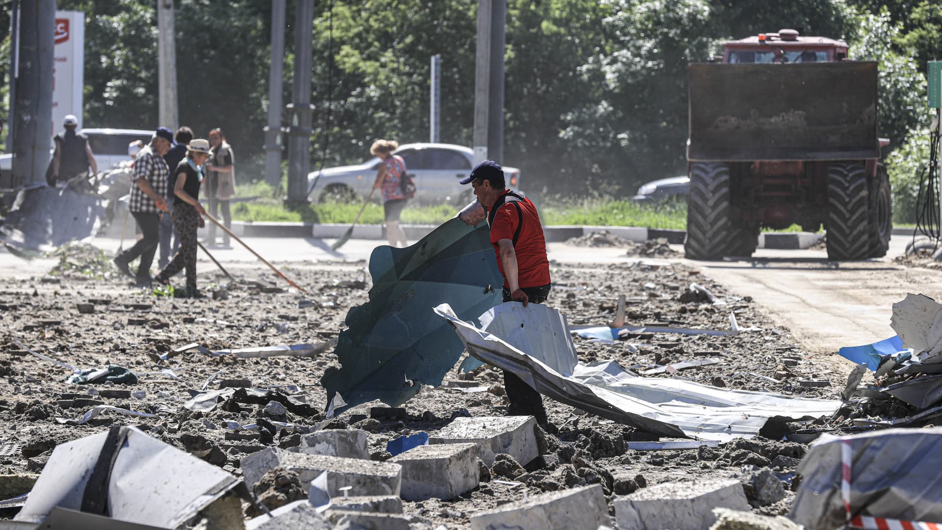 A view of the destroyed shopping mall due to shelling in Kharkiv, Ukraine on June 08, 2022. 