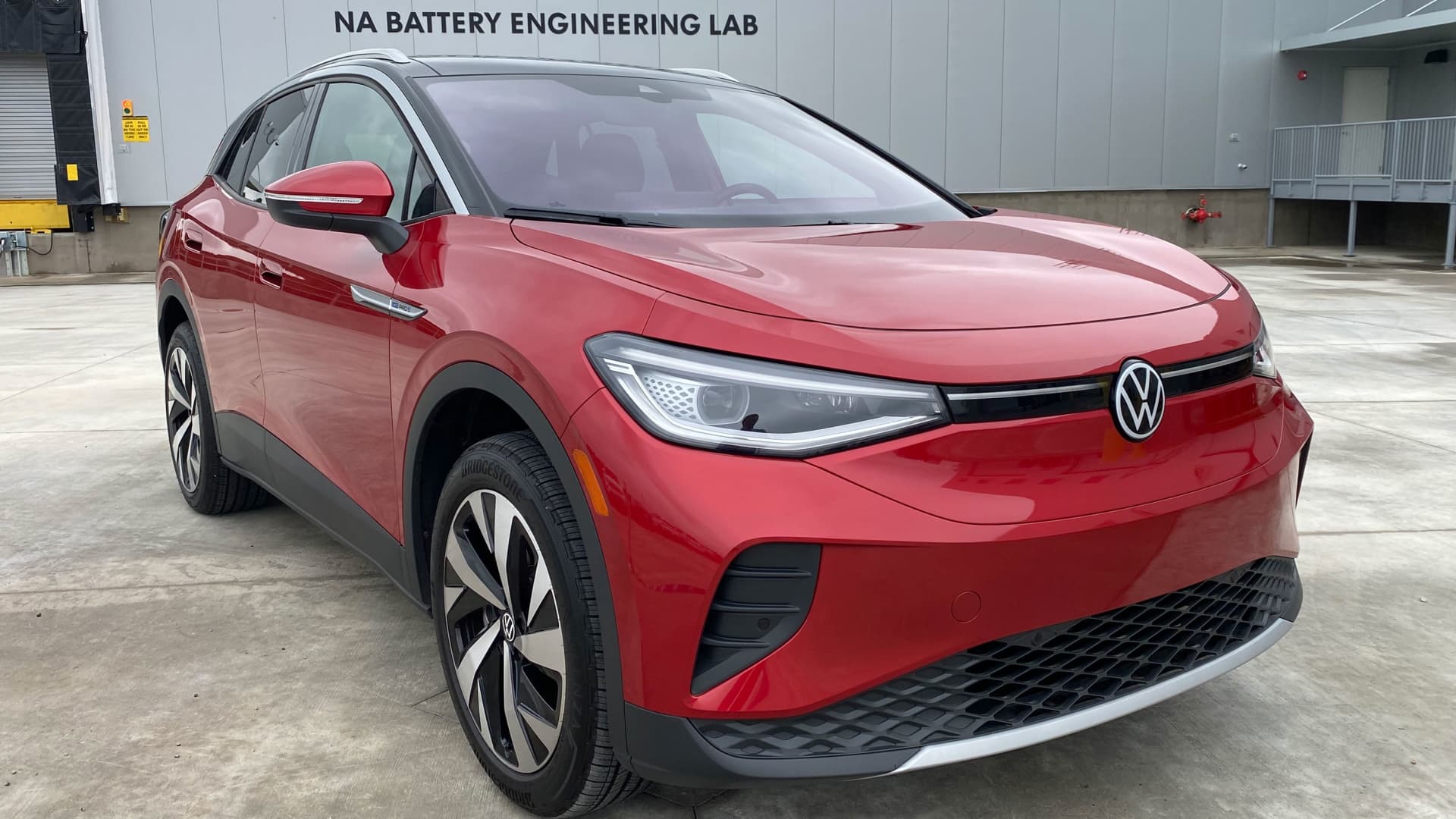 A VW EV ID.4 cross-over at the VW plant in Chattanooga, TN, June 8, 2022.