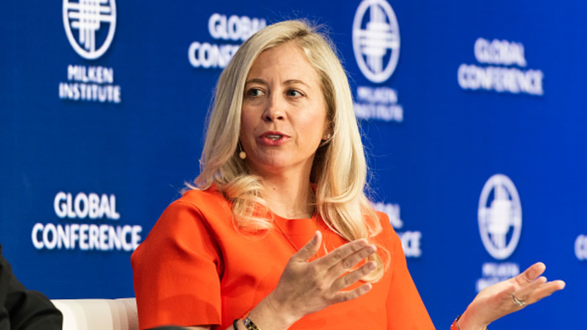 Elizabeth Spaulding, chief executive officer of Stitch Fix, participates in a panel discussion during the Milken Institute Global Conference in Beverly Hills, California, U.S., on Monday, May 2, 2022.