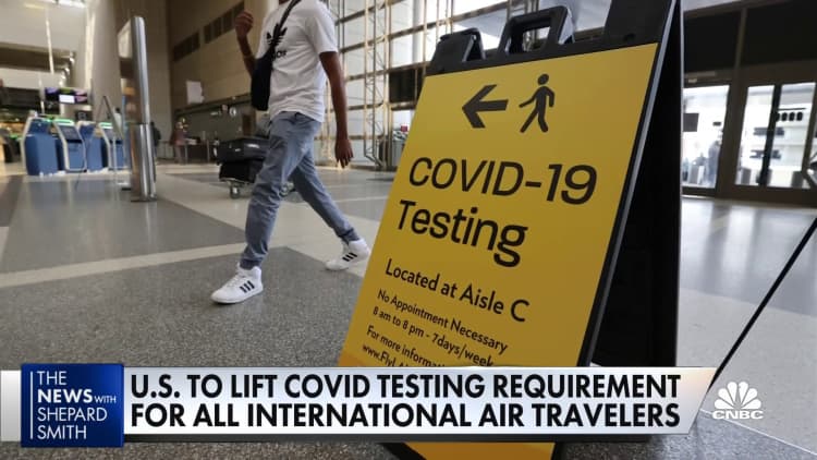 White House drops Covid testing requirement for travelers to the U.S.