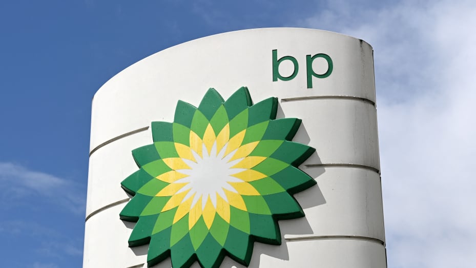 BP logos are pictured at a BP petrol and diesel filling station in north London on May 12, 2021. - London-listed BP had suffered a vast $20.3-billion net loss last year, when the pandemic shuttered swathes of the global economy and slammed energy demand. BP returned to profit in the fourth quarter of 2020, aided by the gradual reopening of economies. (Photo by Glyn KIRK / AFP) (Photo by GLYN KIRK/AFP via Getty Images)