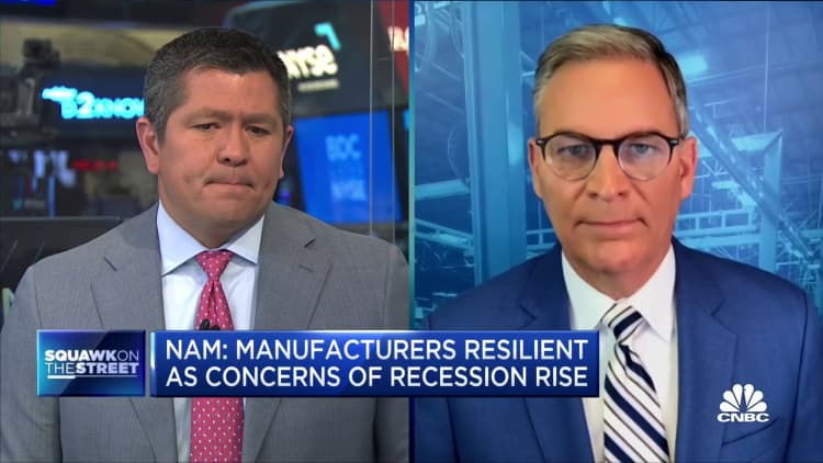 Survey shows 60% of manufacturers believe inflationary pressures will lead to recession, says NAM CEO