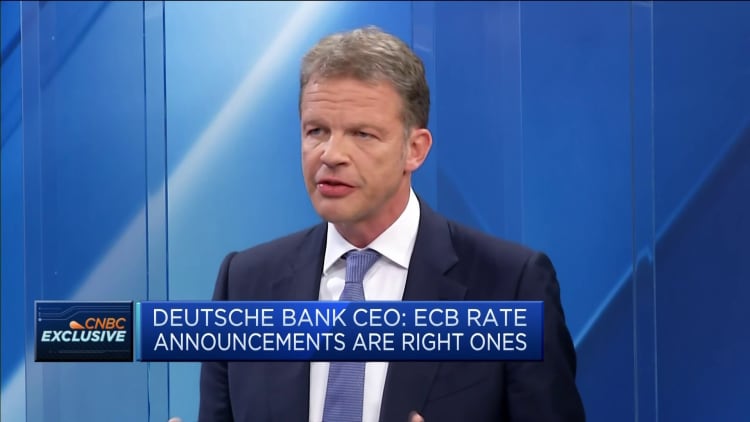 The likelihood of a recession in Europe — and the U.S. — is quite high, Deutsche Bank CEO says