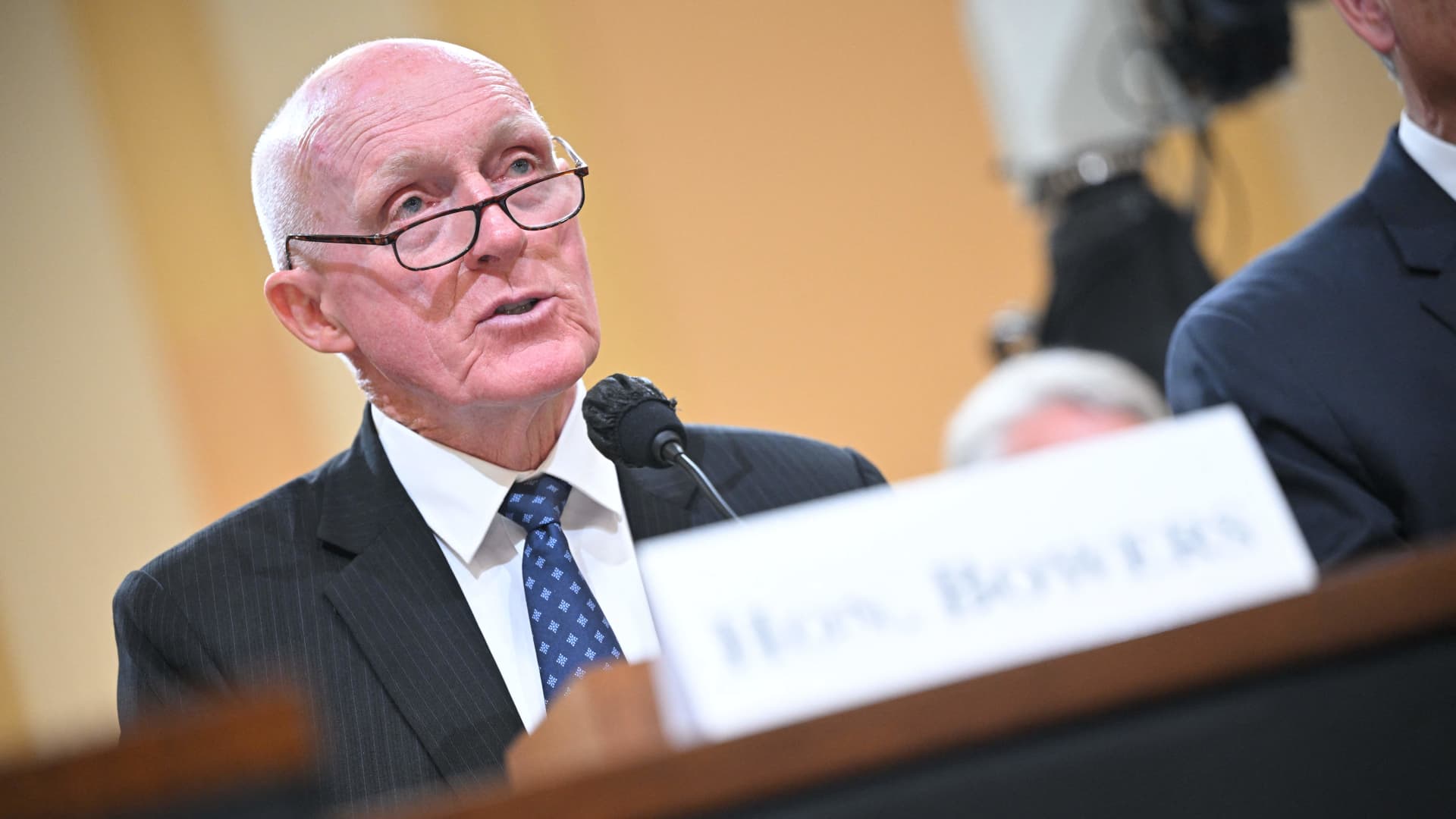 Rusty Bowers, Arizona House Speaker, speaks during the fourth hearing by the House Select Committee to Investigate the January 6th Attack on the US Capitol in the Cannon House Office Building in Washington, DC, on June 21, 2022.