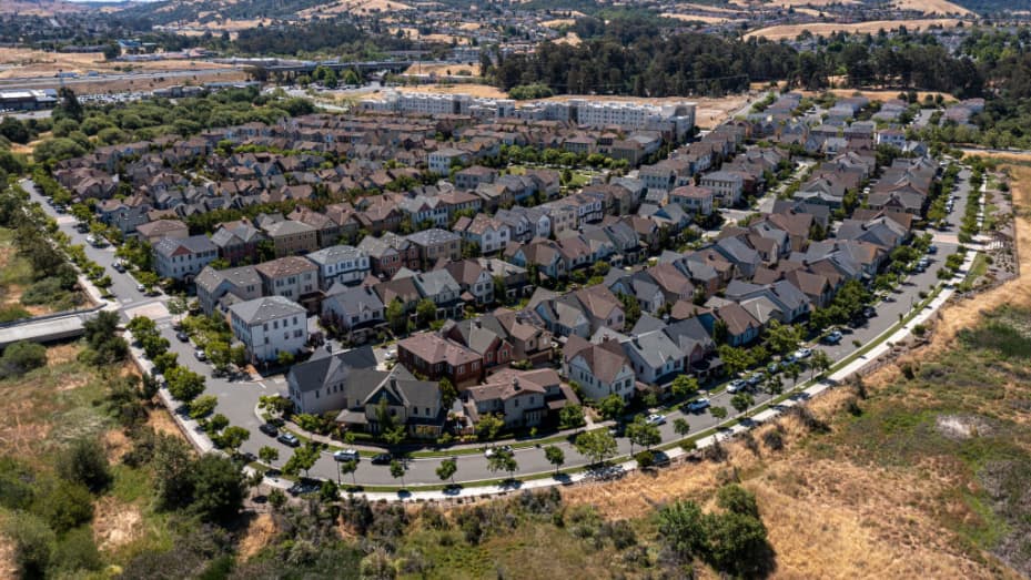 Houses in Hercules, California, US, on Tuesday, May 31, 2022. Homebuyers are facing a worsening affordability situation with mortgage rates hovering around the highest levels in more than a decade.