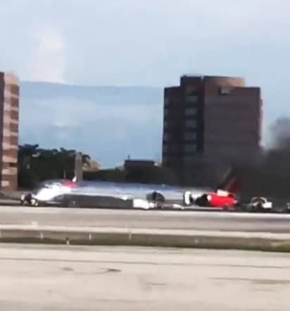 Plane catches fire after landing at Miami airport, 3 injured
