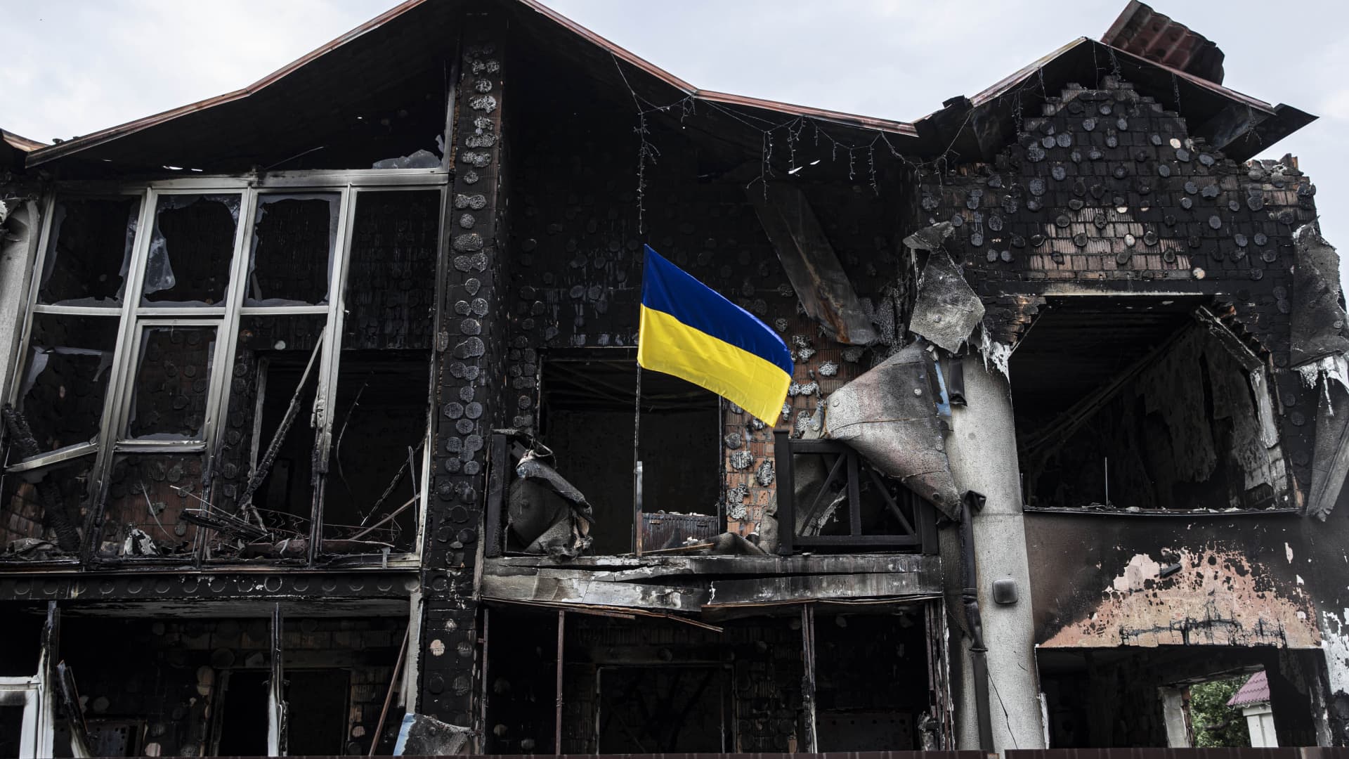 A view of devastation after conflicts as Ukrainians trying to rebound back to life Irpin near Kyiv, Ukraine on June 21, 2022.