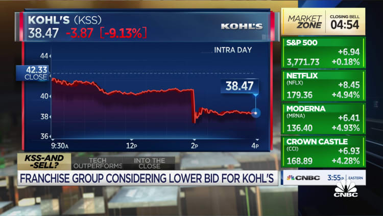 Kohl's plunges as Franchise Group considers lower bid