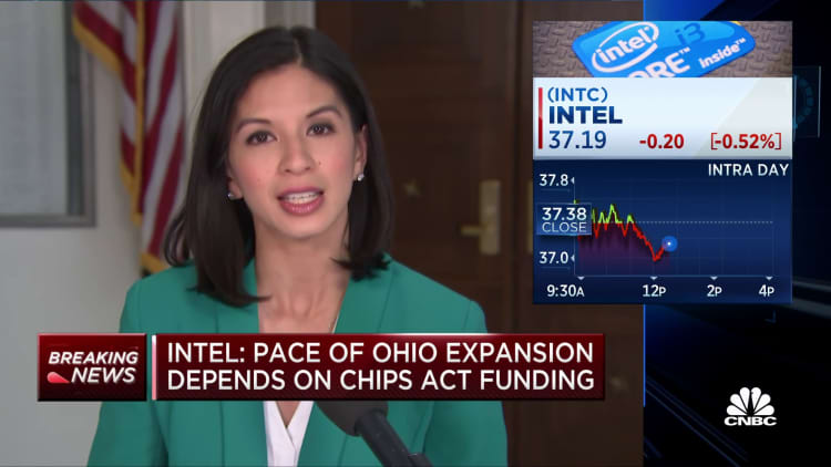 Intel warns Ohio expansion depends on Congress passing Chips Act