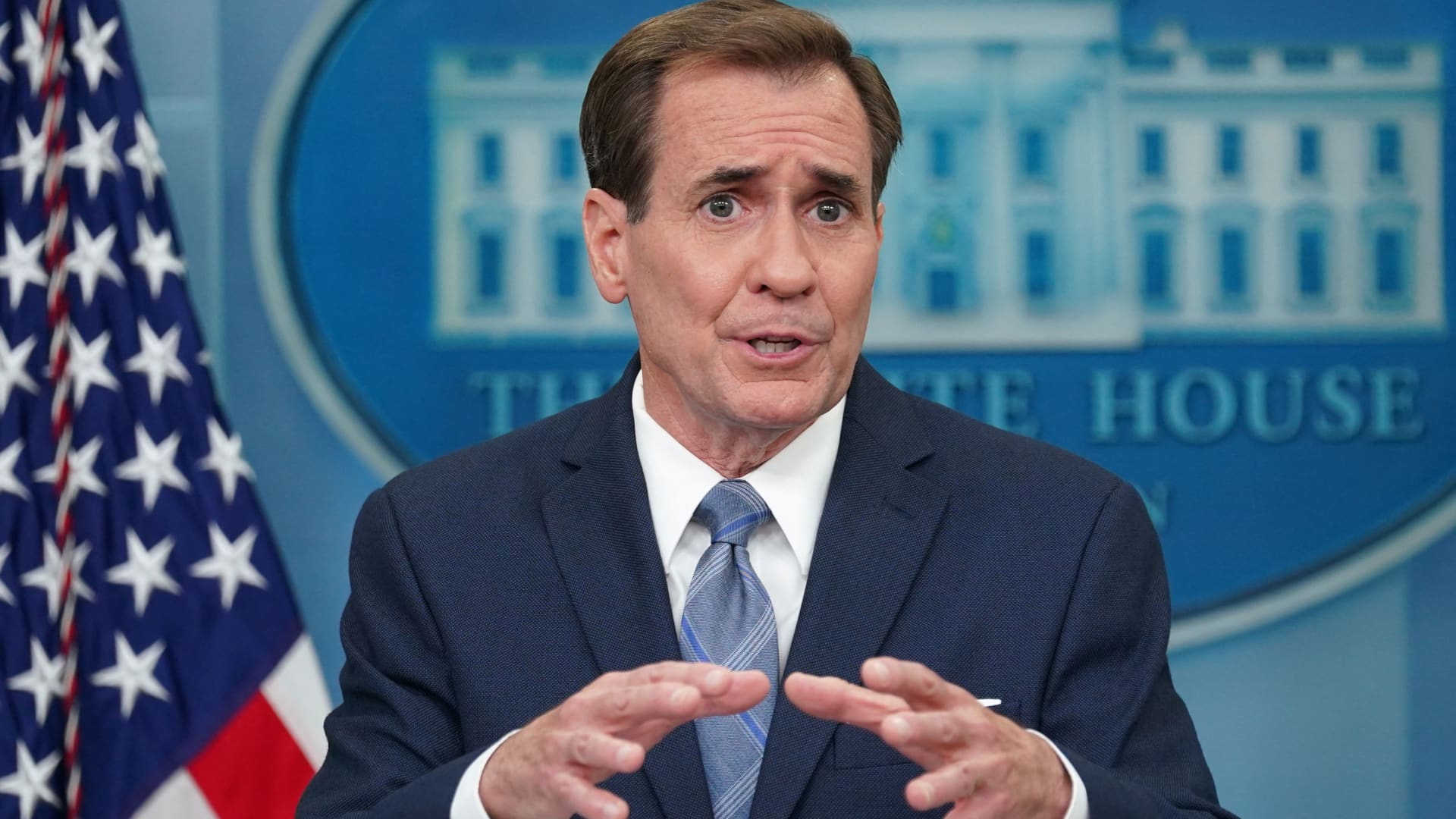 John Kirby, U.S. National Security Council Coordinator for Strategic Communications, speaks to reporters during a press briefing at the White House in Washington, U.S., June 23, 2022. 