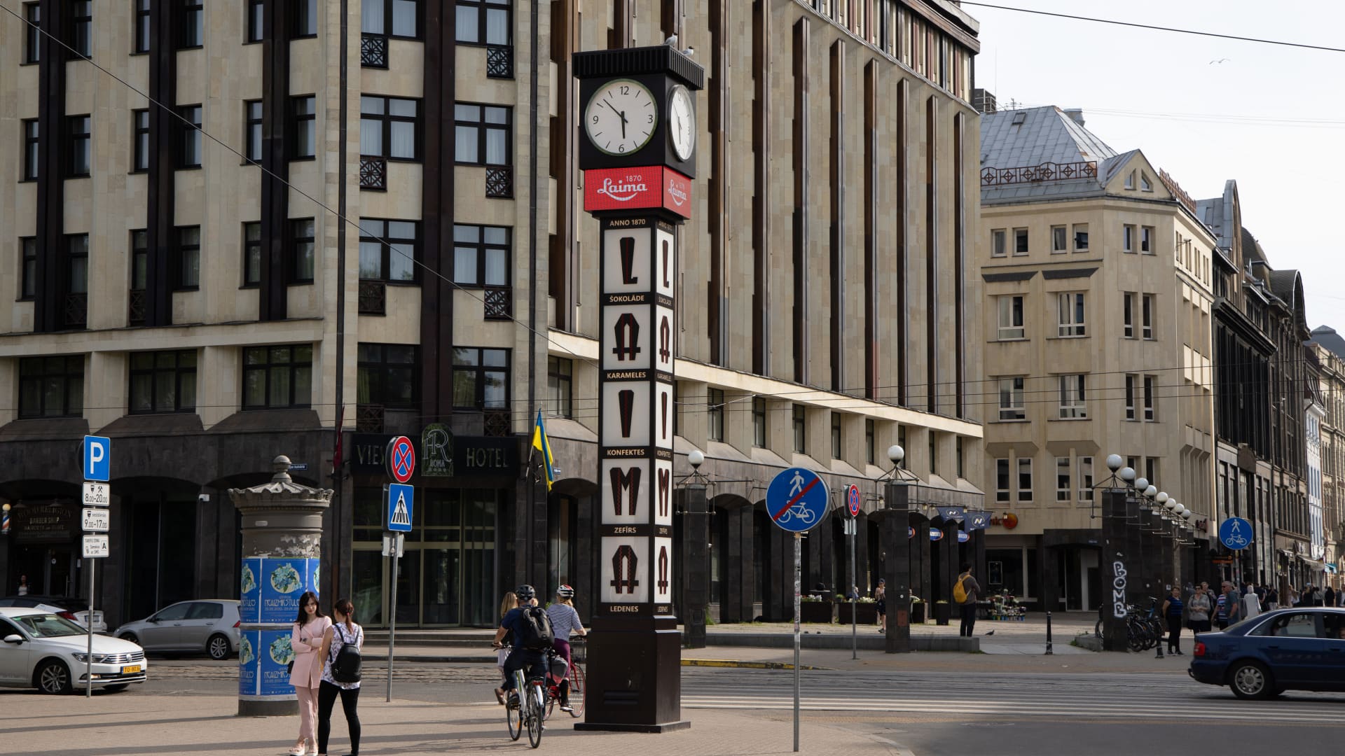 The Laima Clock landmark in central Riga.