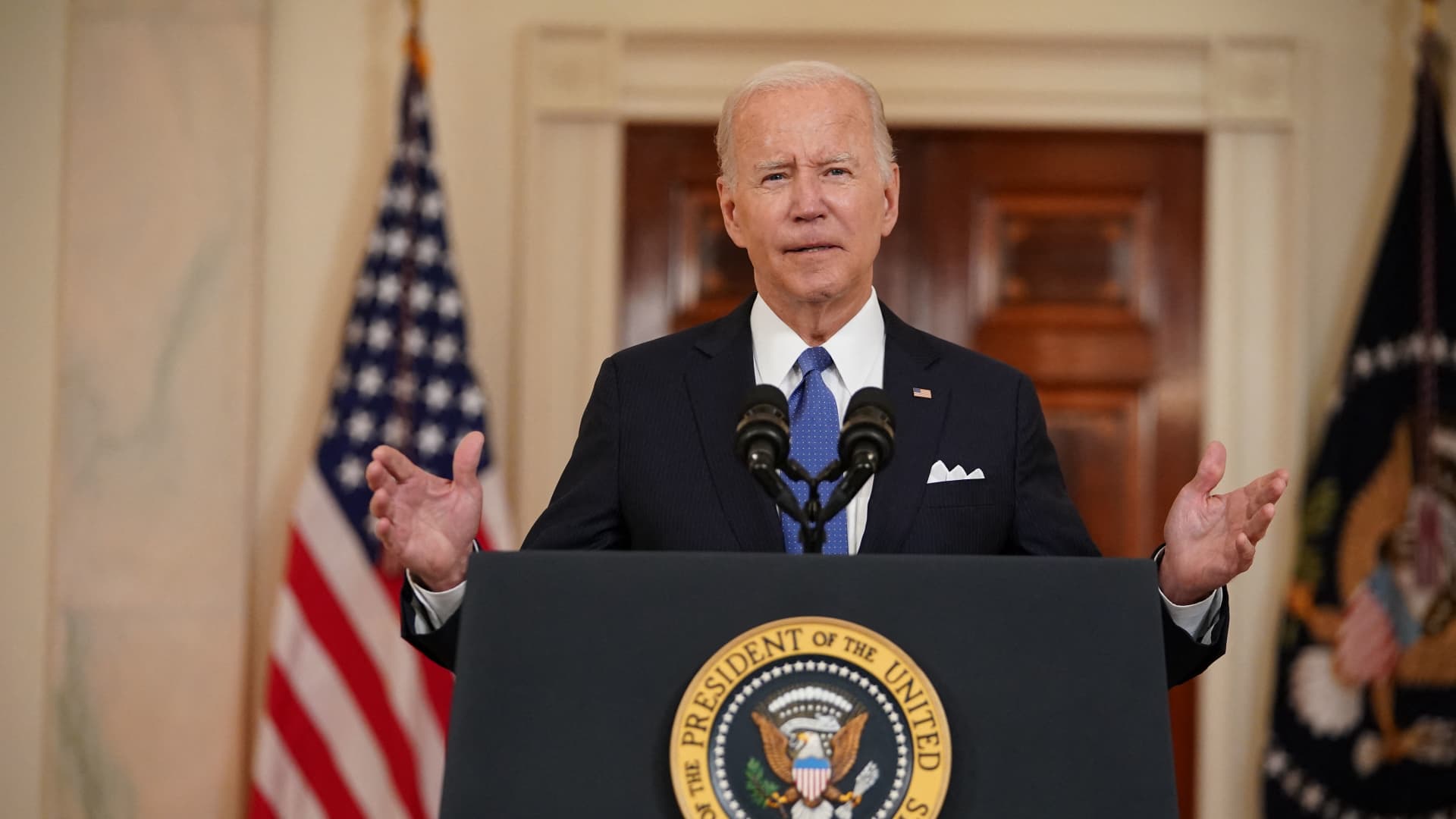 US President Joe Biden addresses the nation at the White House in Washington, DC on June 24, 2022 following the US Supreme Court's decision to overturn Roe vs. Wade.