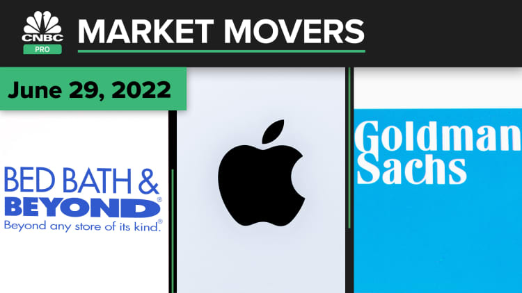 Bed Bath & Beyond, Goldman Sachs, and Apple are some of today's stocks: Pro Market Movers June 29