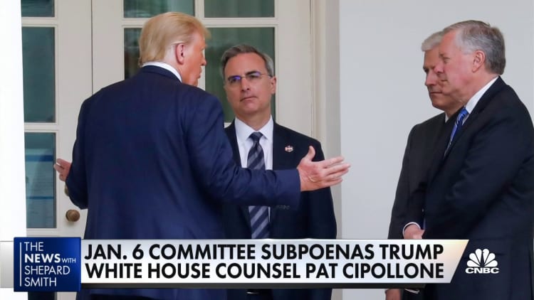 House Jan. 6 committee subpoenas Trump WH Counsel Pat Cipollone