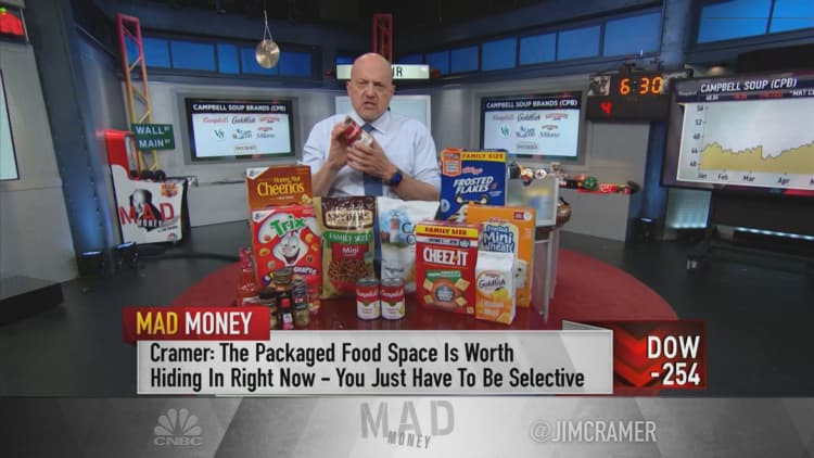 Jim Cramer says investors can hide in these three recession-proof packaged food stocks