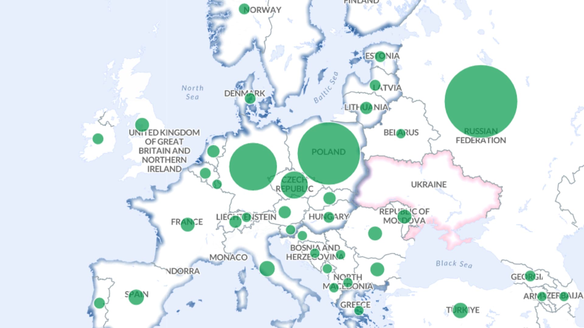 Individual refugees from Ukraine recorded across Europe