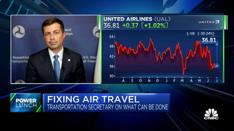 U.S. Transportation Secretary Pete Buttigieg discusses air travel problems and cancellations