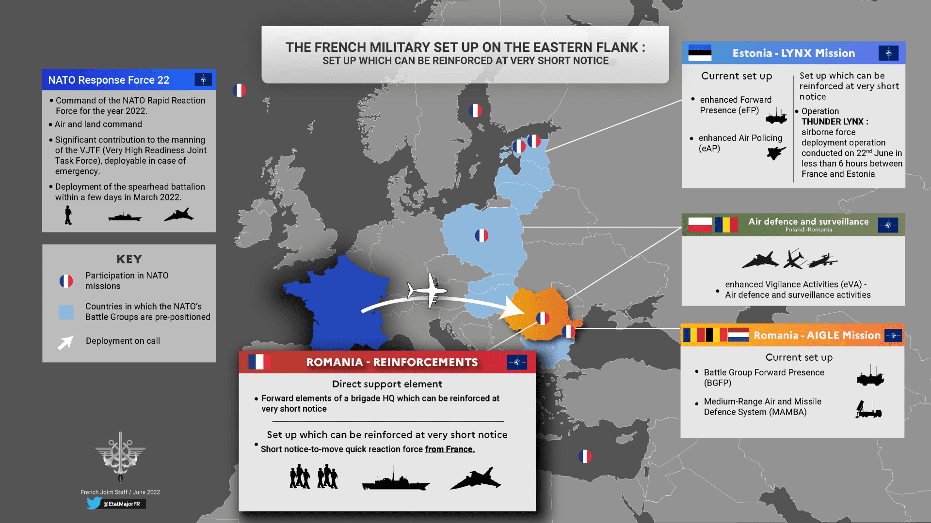 A map that shows French military prescense on NATO's eastern flank.