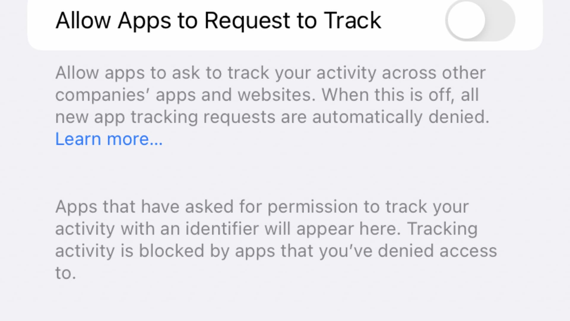 Turn off app tracking on iOS for additional privacy.