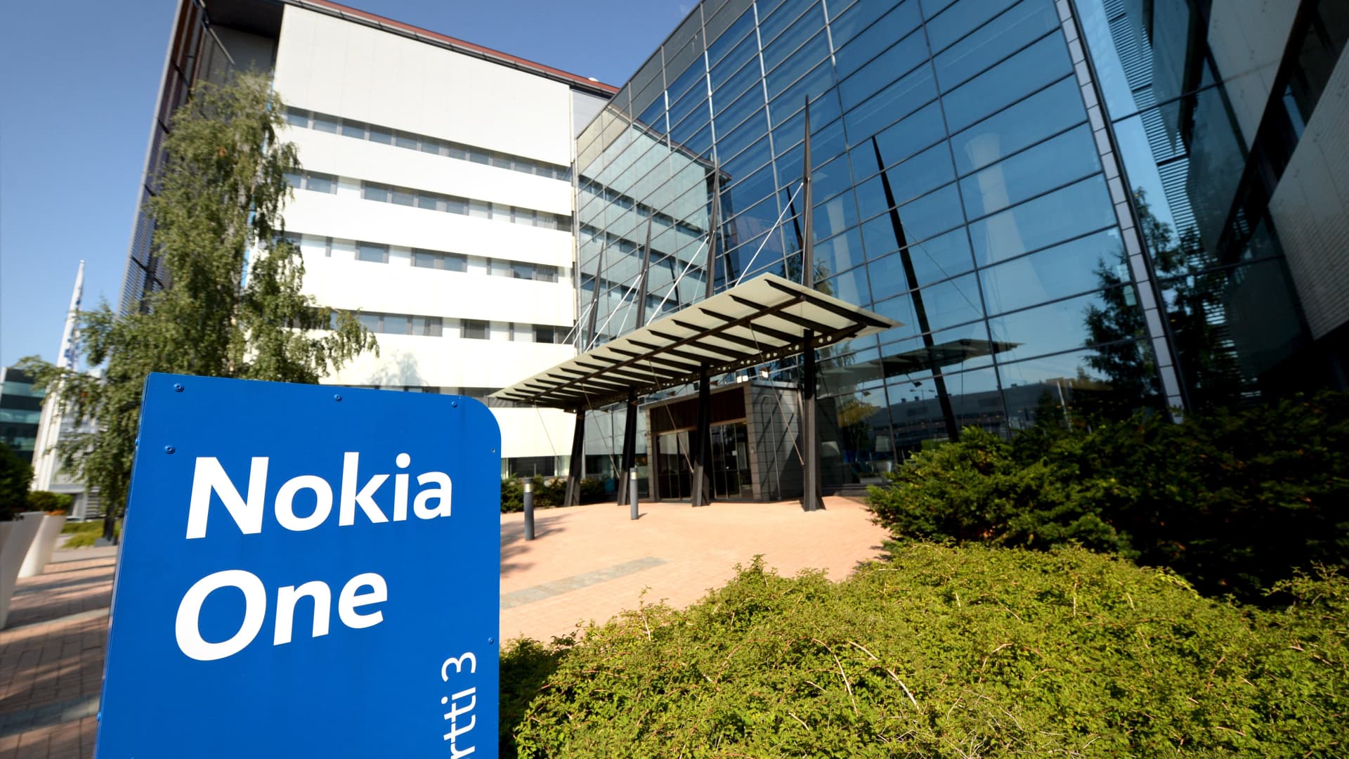 A picture taken on July 26, 2018 shows a view of the headquarters of Finnish telecoms giant Nokia in Espoo, Finland.