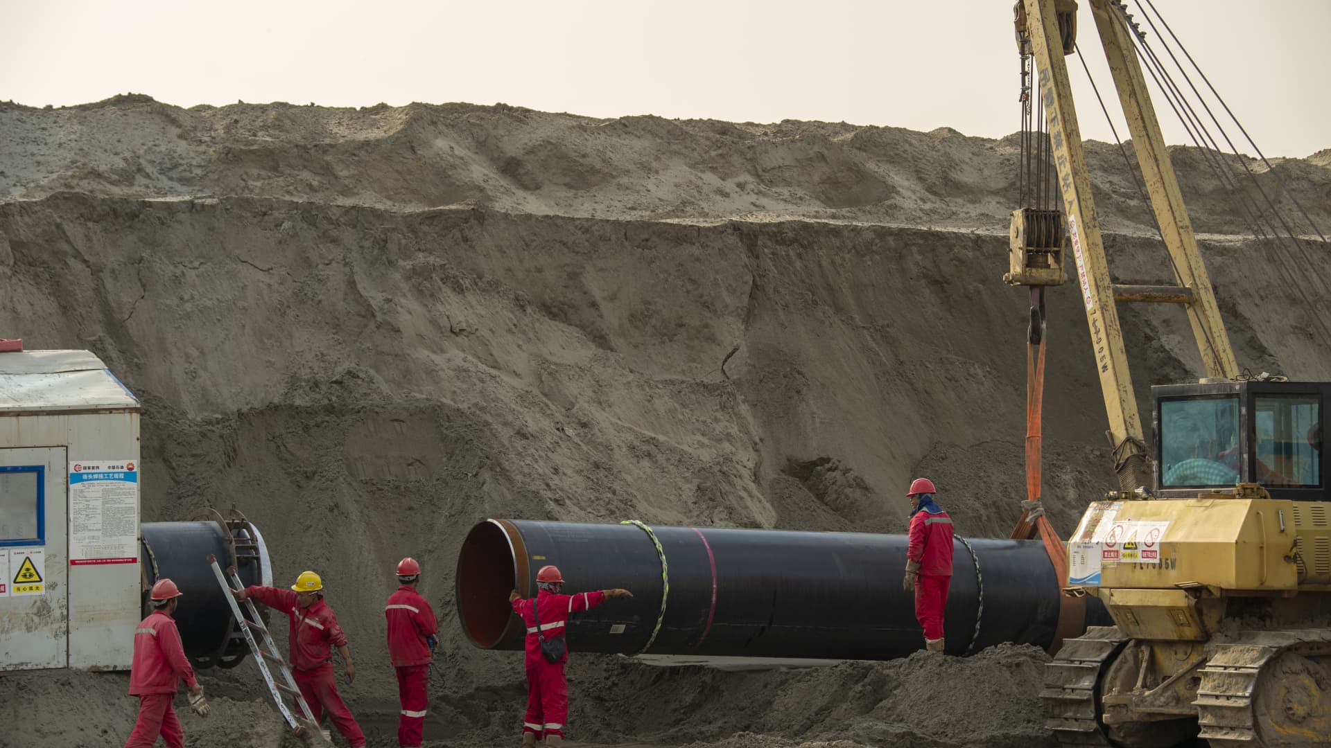 Construction on the China-Russia eastern natural gas pipeline project has moved far beyond provinces on the border, and extended to the eastern Chinese province of Jiangsu, pictured here on March 12, 2022.