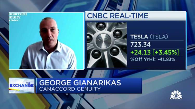 Despite all the drama, it's worth sticking with Tesla stock, says Canaccord's George Gianarikas
