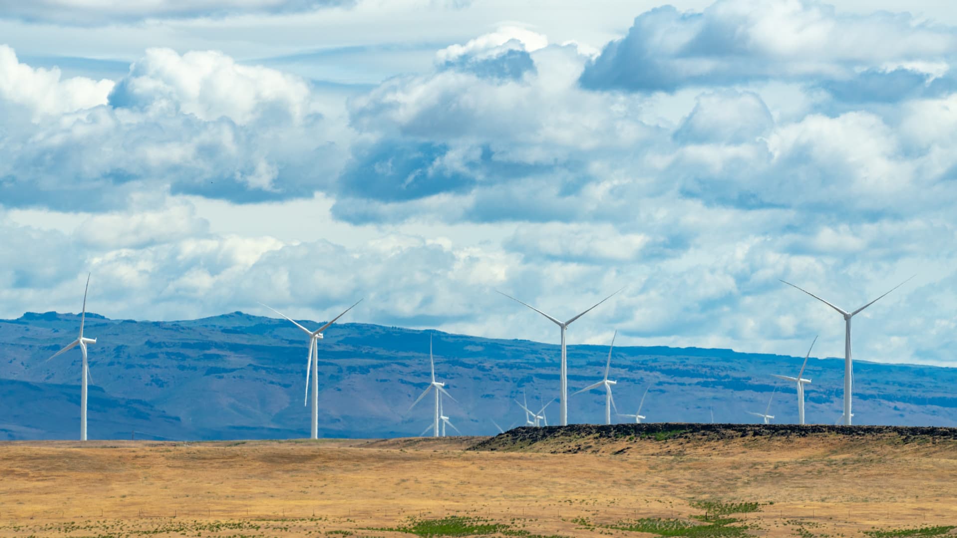 An electric wind farm outside Boise, Idaho, on May 24, 2021.