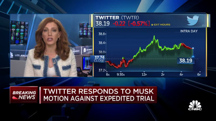 Twitter responds to Elon Musk's motion against expedited trial