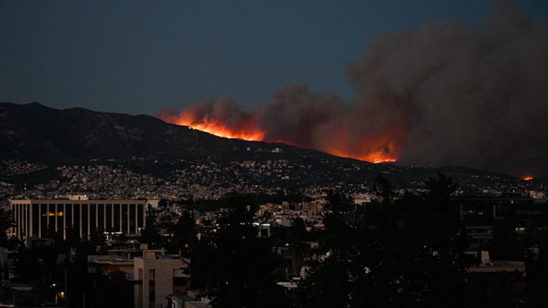 A wildfire broke out late in the late afternoon hours, on the 19th of July 2022 on Mount Penteli outside of Athens.
