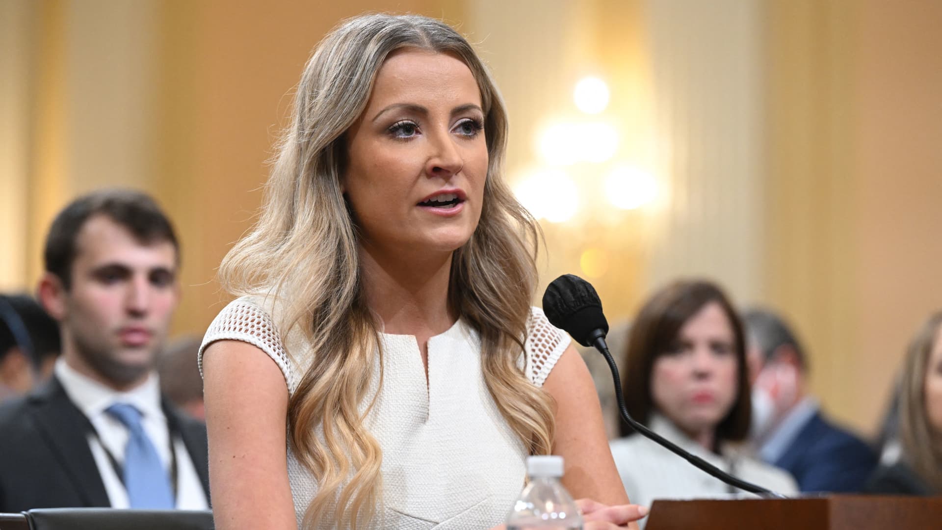 Former Deputy White House Press Secretary Sarah Matthews speaks during a hearing by the House Select Committee to investigate the January 6th attack on the US Capitol in the Cannon House Office Building in Washington, DC, on July 21, 2022.