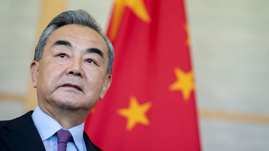 China's Foreign Minister Wang Yi at a meeting in Nusa Dua on the Indonesian resort island of Bali on July 9, 2022. China's Foreign Minister Wang Yi said on Monday that the South China Sea is not a "safari park" for countries outside the region or a "fighting arena" for major powers to compete in.