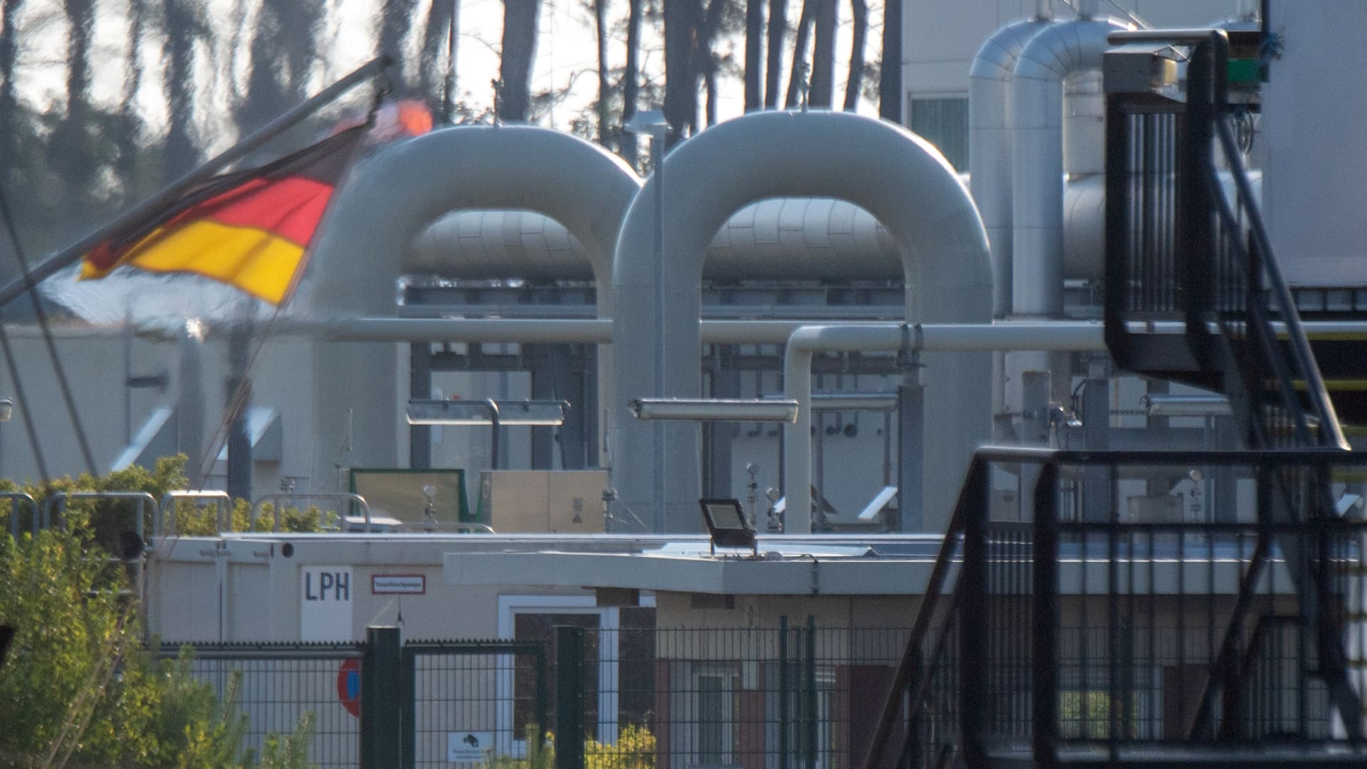 Pipe systems and shut-off devices at the gas receiving station of the Nord Stream 1 Baltic Sea pipeline and the transfer station of the OPAL long-distance gas pipeline (Ostsee-Pipeline-Anbindungsleitung - Baltic Sea Pipeline Link) are seen in the industrial area of Lubmin.