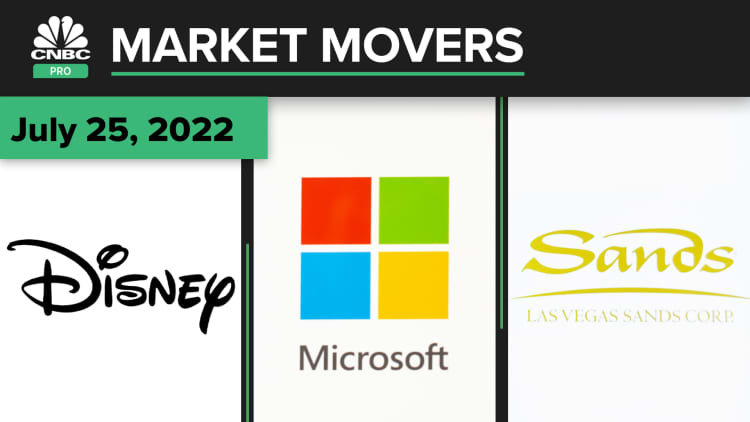 Disney, Microsoft, and Las Vegas Sands are some of today's stocks: Pro Market Movers July 25