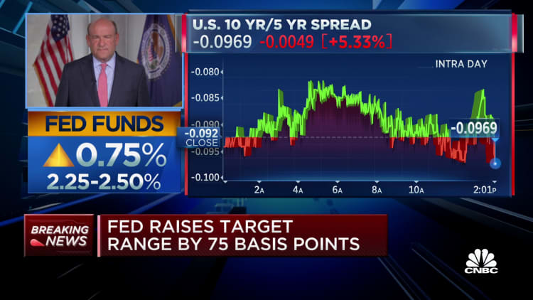 Federal Reserve raises rates by 75 basis points as it ramps up fight against inflation