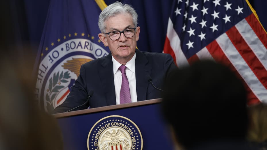 Jerome Powell, chairman of the U.S. Federal Reserve, speaks during a news conference following a Federal Open Market Committee (FOMC) meeting in Washington, D.C., on Wednesday, July 27, 2022.