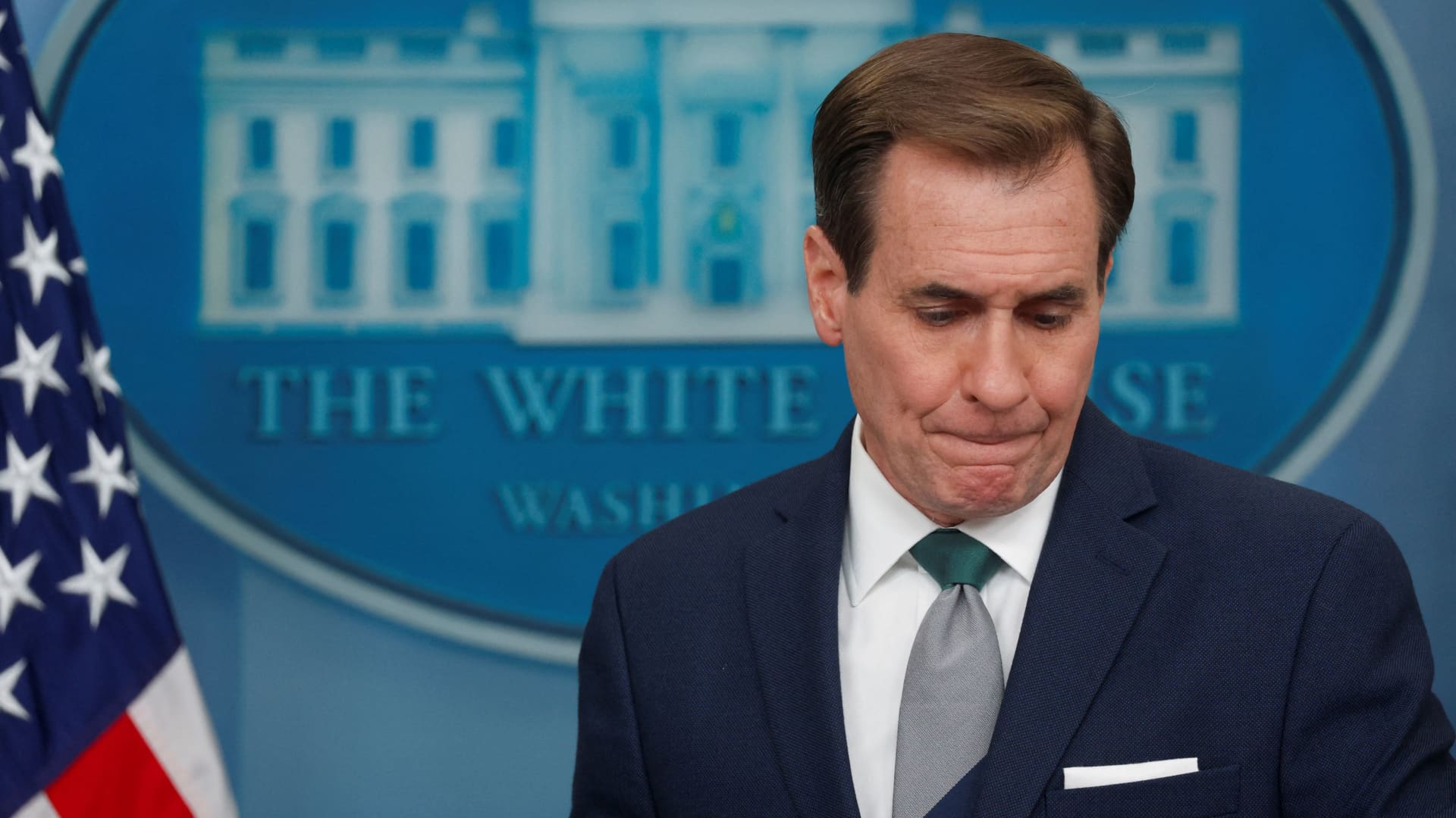 White House National Security Council Strategic Communications Coordinator John Kirby addresses the daily press briefing at the White House in Washington, July 27, 2022.