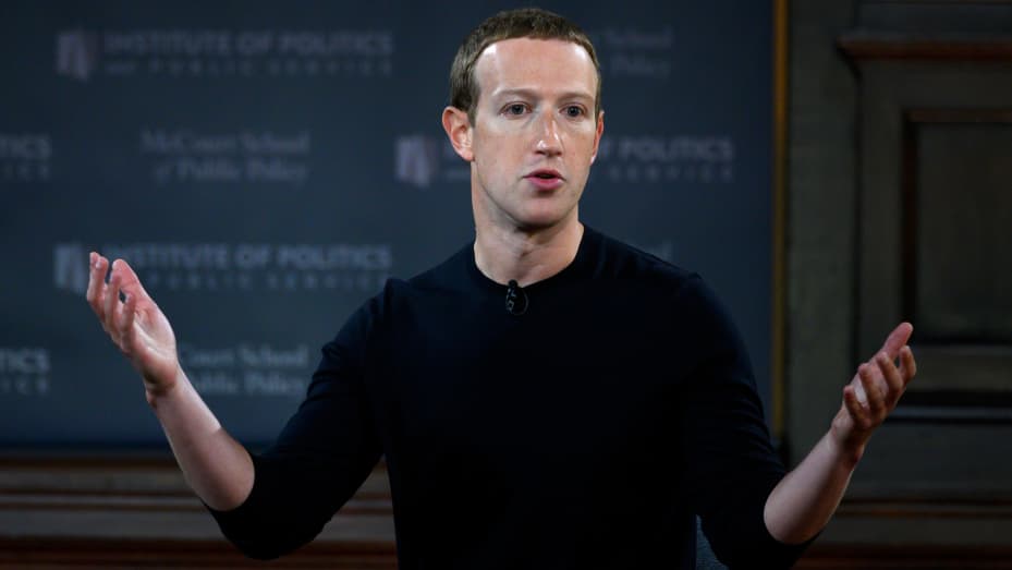 Meta Platforms CEO Mark Zuckerberg speaks at Georgetown University in Washington, Oct. 17, 2019.