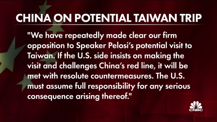 Pentagon says military will provide security for Pelosi trip to Taiwan