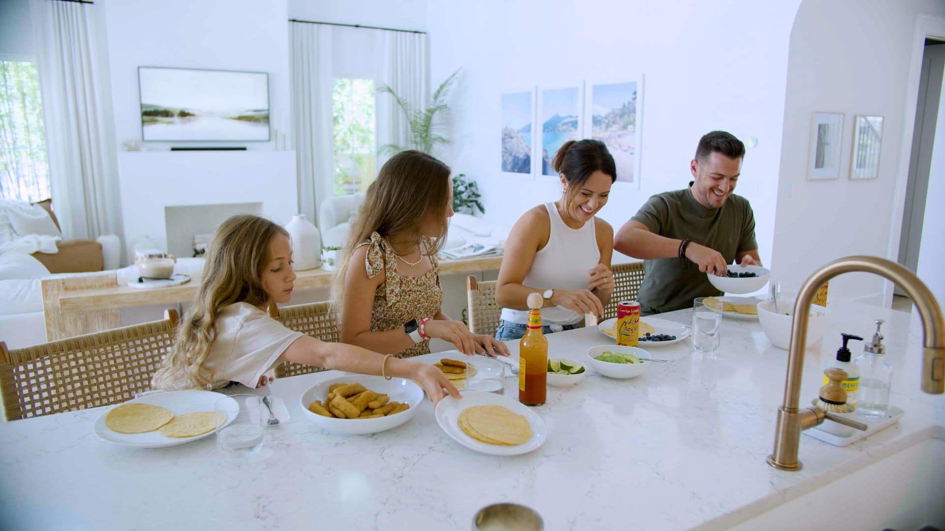 Graham and his wife have breakfast with their kids in the morning before talking through their schedule.