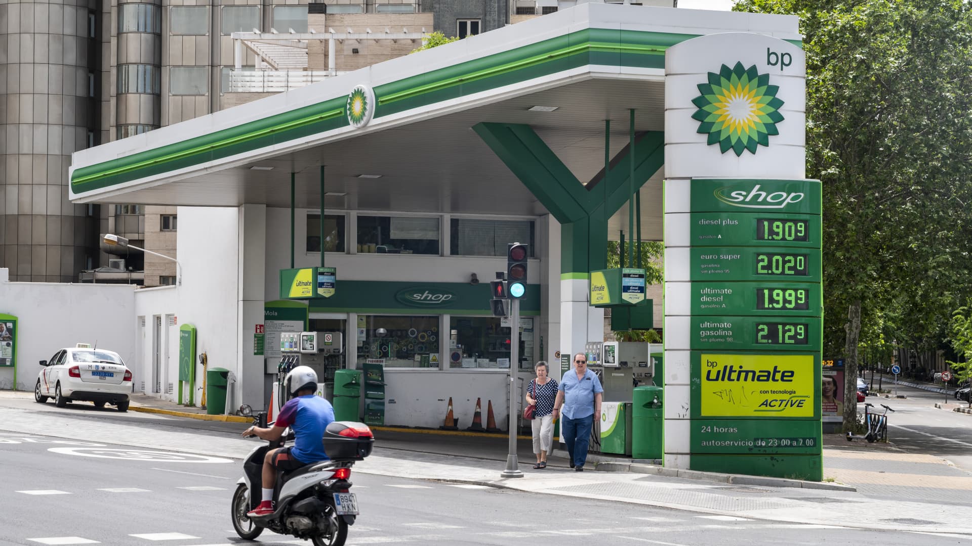 A BP gas station in Madrid, Spain.