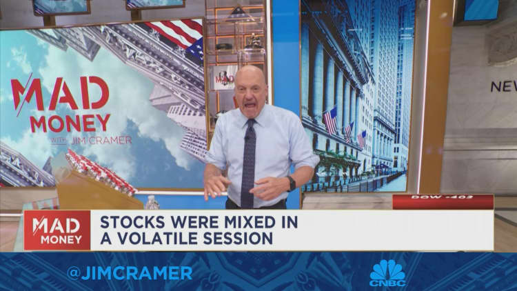 Jim Cramer says Fed officials' aggressive inflation statements on Tuesday are dragging down market