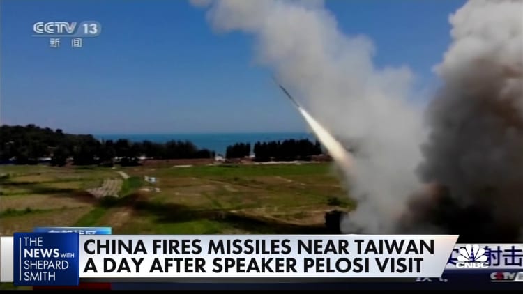 China fires missiles near Taiwan after Pelosi visit