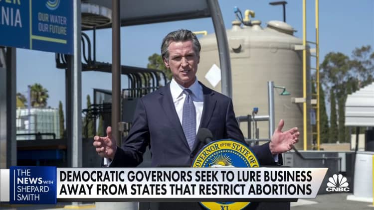 Democratic governors try to lure businesses from states that restrict abortion