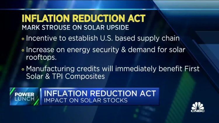 You could throw a dart and pick a solar company that will benefit from Inflation Reduction Act, says JPM's Strouse